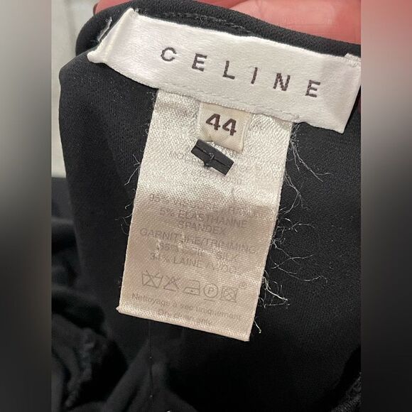 Celine Black Sleeveless Midi Dress with Silver Triomphe Button Detail SZ 44 - Picture 4 of 5